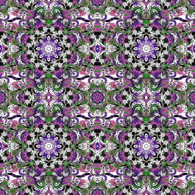 Doygun renklere, güzel Ortaçağ süsleme ile zengin. Dairesel çiçek öğeleri sorunsuz çiçek desenli. Mandalalar vektör tasarımı. Tekstil, şal, yatak çarşafları, halılar, için şablon minderler.