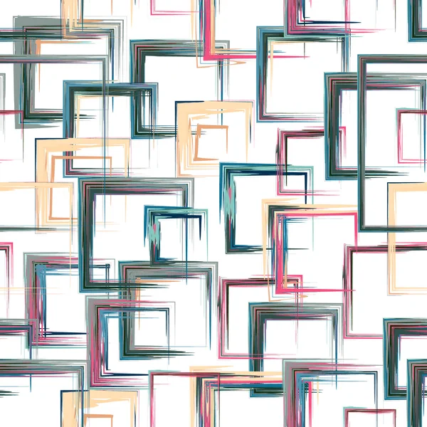 Modèle de carrés vectoriels. Fond abstrait de motif géométrique avec des carrés peints effilochés — Image vectorielle