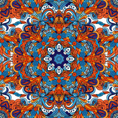 Soyut vektör dekoratif etnik çiçek renkli seamless modeli