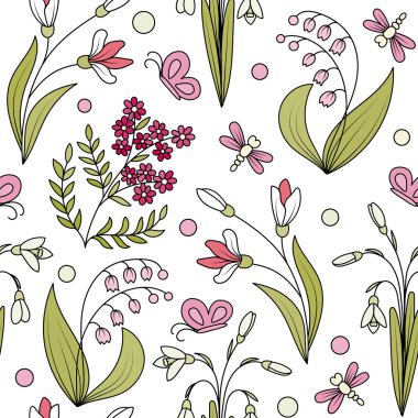 seamless pattern from spring flowers clipart