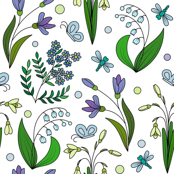 Seamless pattern from spring flowers — Stock Vector