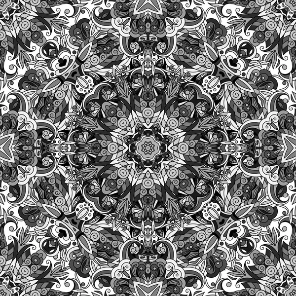 Mandala motif sans couture. Décoration vectorielle vintage ornement.Arrière-plan dessiné à la main.Est, Islam, Arabe, Indien, motifs ottoman.Résumé Tribal, texture ethnique. Orient, dentelle de symétrie, mosaïque colorée, tuile — Image vectorielle