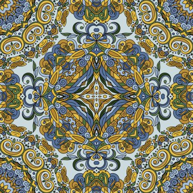 Döşenmiş desen güzelleşmek. Çiçek geometrik sorunsuz oryantal arka plan. Fantastik çiçek ve yaprakları. Harikalar Arapça mandala resimleri Asya nedenleri. Hint kumaş deseni.