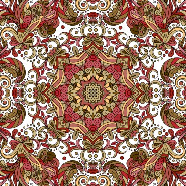 Döşenmiş desen güzelleşmek. Çiçek geometrik sorunsuz oryantal arka plan. Fantastik çiçek ve yaprakları. Harikalar Arapça mandala resimleri Asya nedenleri. Hint kumaş deseni.