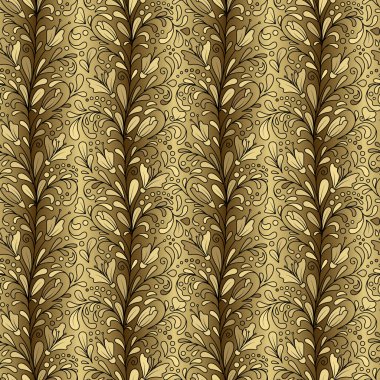 Renkli el çizilmiş vektör sorunsuz çiçek desenli çiçek ve yaprakları ile. Doodle.