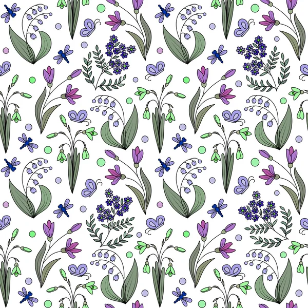 Modèle sans couture de fleurs de printemps — Image vectorielle