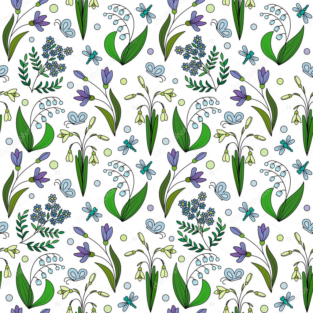 seamless pattern from spring flowers