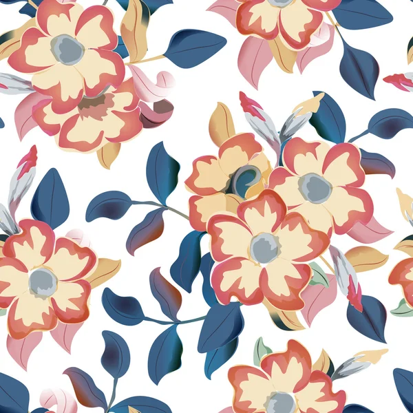 Vektor nahtlose Muster mit fetten Blumen. Eleganz nahtlosen Hintergrund. Florale Illustration. — Stockvektor