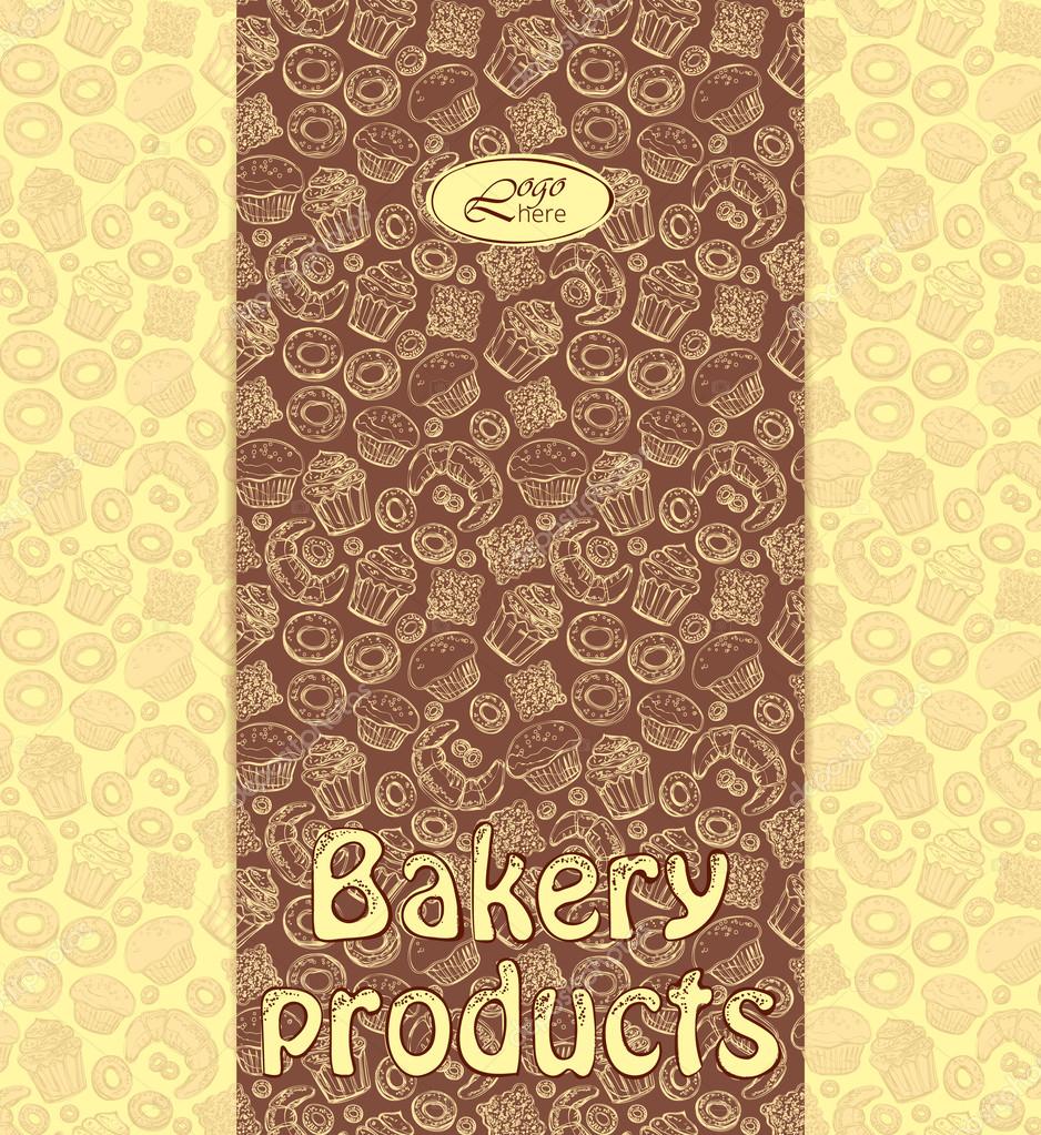 Bakery menu or packaging template with sweet dessert objects. Abstract  background with tasty gourmet items. For wallpaper and wrapping paper. Food  vector design illustration. Retro confectionery. Past Stock Vector Image by  ©leezarius #