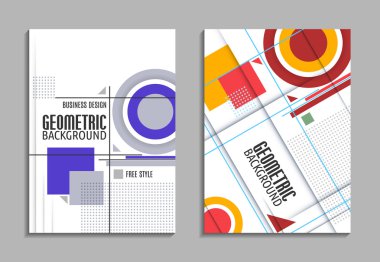 Set of business card. Abstract geometric design, brochure title sheet, reative text frame surface, EPS10. Vector flyer clipart