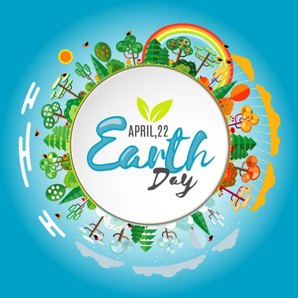 Dag van de aarde. Eco vriendelijke ecologie concept. Vector illustratie — Stockvector