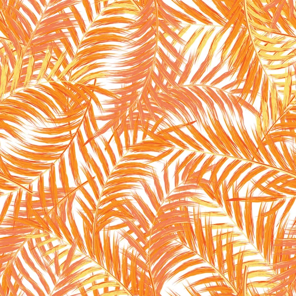 Nahtlose exotische Muster mit tropischen Blättern auf weißem Hintergrund. Vektorillustration. Aquarell-Imitation. Ölfarbe spurlos verschwunden. — Stockvektor