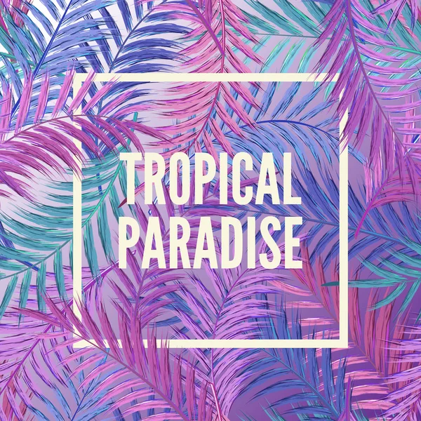 Tropiska bakgrunden av palm lämnar. Sömlös tropiska löv bakgrund. Akvarell imitation. Oljefärg inte spåra. — Stock vektor