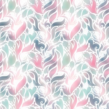 vektör kesintisiz renk desen spiraller, kıvrımlar, karalamalar ve çiçekler