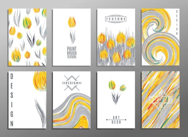 Floral spring templates with cute flowers tulipss. For romantic and business design, announcements, greeting cards — Wektor stockowy