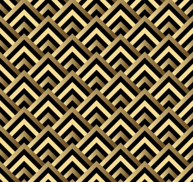Seamless black and gold square art deco pattern vector