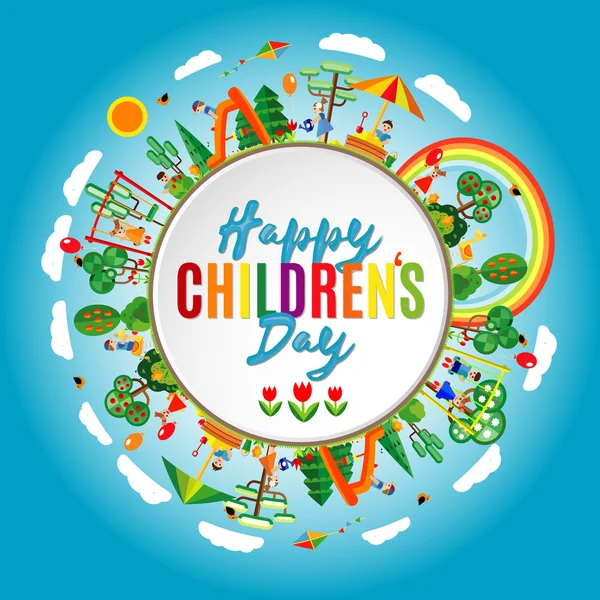 Gelukkige Kinder dag. Vector illustratie van universele kinderen dag poster. Childrens achtergrond — Stockvector