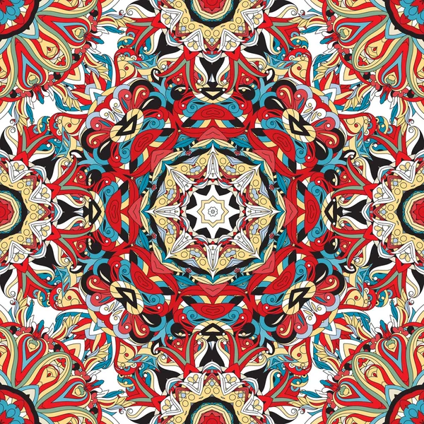 Rundes Mandala nahtloses Muster. arabische, indische, islamische, osmanische Ornamente. grüne und rote Blumenmuster, Motiv. — Stockvektor