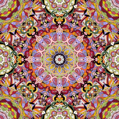 Dikişsiz oryantal süs deseni. Vektör bağcıklı dekoratif arka plan çiçek ve geometrik süs ile. 