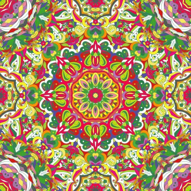 Yuvarlak bir süs ile Vektör dikişsiz arka plan. Oryantal çiçek deseni.