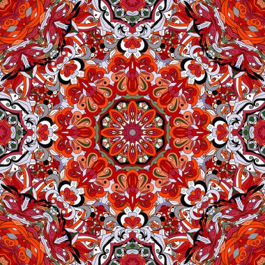 Yuvarlak bir süs ile Vektör dikişsiz arka plan. Oryantal çiçek deseni.