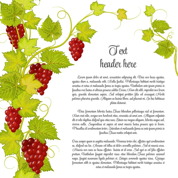 Bunch of grapes for label wine or other. Grapes pattern page in green — Stockvector