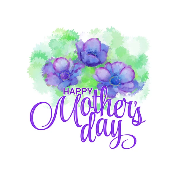 Schriftzug Happy Mother Day. handgezeichnete Karte mit Blume. Vektor-Abbildung Folge 10 — Stockvektor