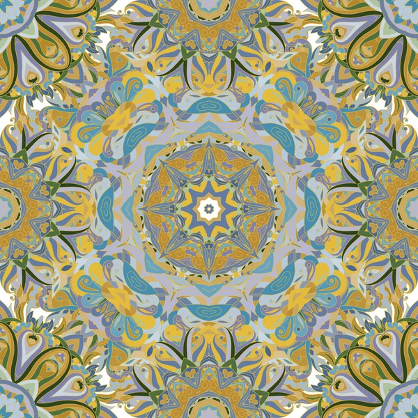 Yuvarlak mandala seamless modeli. Arap, Hint, İslam, Osmanlı süsleme. Yeşil ve kırmızı çiçek desen, motif. 