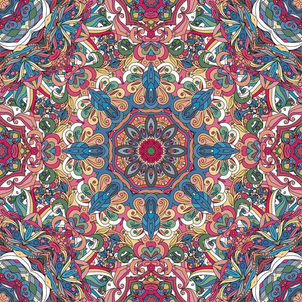 Nahtlose orientalische Ziermuster. Vektor geschnürten dekorativen Hintergrund mit floralen und geometrischen Ornament. — Stockvektor