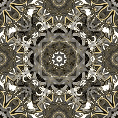 Yuvarlak mandala seamless modeli. Arap, Hint, İslam, Osmanlı süsleme. Yeşil ve kırmızı çiçek desen, motif. .