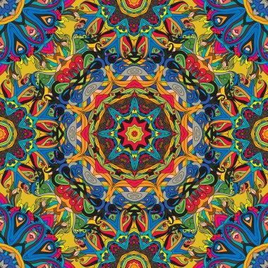 Sorunsuz imkanı, vektör, parlak, süslü desen mandalalar ile. Tekstil, şal, halı, karo için şablon. Şark süsleme  
