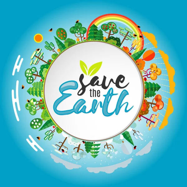 Save the Earth concept, Vector Illustration — Stock Vector