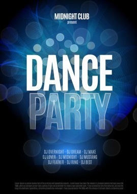 Dans parti gecesi Poster arka plan şablonu. Vektör çizim