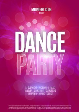 Dans parti gecesi Poster arka plan şablonu. Vektör çizim