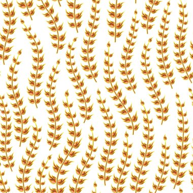 El çizimi dalgalar halinde düzenlenmiş yaprakları seamless modeli. 