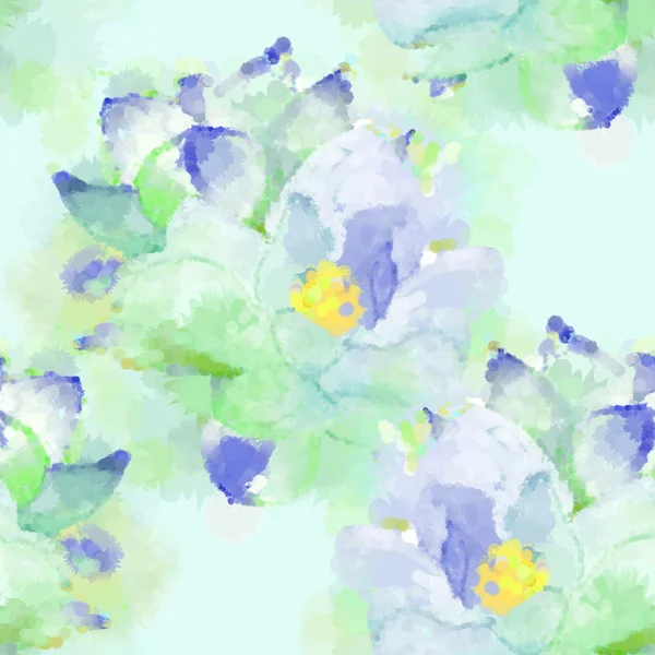 Ręcznie malowane akwarela imitacja wektor magnolia wzór tła w niebieski zielony. Nie trace. — Wektor stockowy