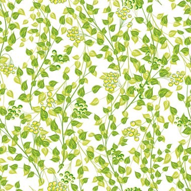 Little green leaves, seamless vector pattern