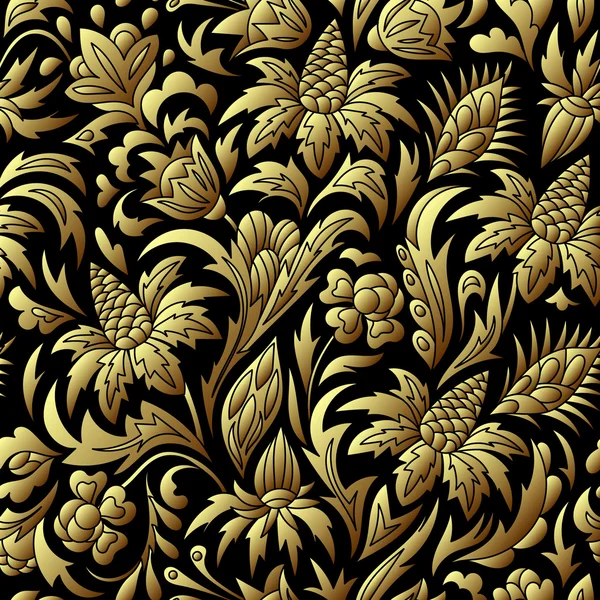 Padrão sem costura Vector ouro, textura floral . — Vetor de Stock