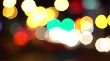 Ufuk gece trafik ışıkları. Bokeh. Tayland. 4k