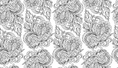 Doodles, çiçekler ile vektör dikişsiz doodle çiçek arka plan. Çevreler etnik çiçek desen. Kolay düzenleme için Kullanılan Kırpma maskesi.