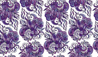 Mehendi elemanları ile dikişsiz desen. Hint batik tarzı vintage arka plan. Çiçek vektör illüstrasyon