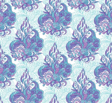 Mehendi elemanları ile dikişsiz desen. Hint batik tarzı vintage arka plan. Çiçek vektör illüstrasyon