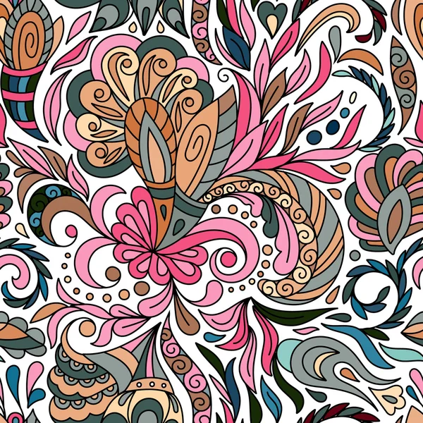 美しい花のペイズリーシームレスなパターン — ストックベクタ