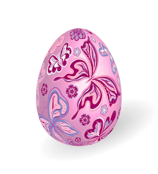 White isolated ornate vector realistic egg with butterfly pattern — Διανυσματικό Αρχείο