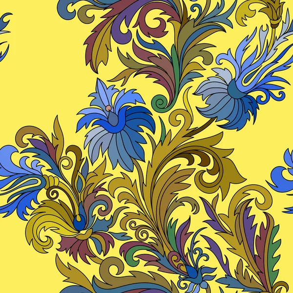 Vector naadloze patroon. Hand getrokken doodle stijl fantasie bloemen. — Stockvector