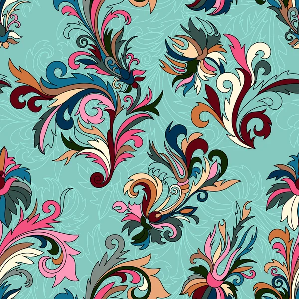 Doodle coloré motif floral pastel main dessiner sans couture — Image vectorielle