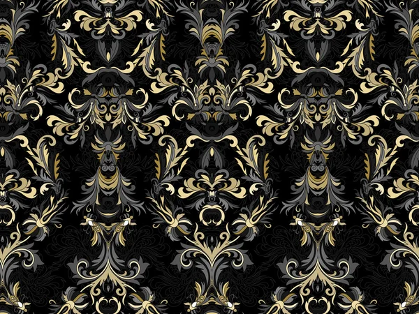 Luxuriöse florale Damasttapete. nahtlose Muster Hintergrund. Vektorillustration — Stockvektor