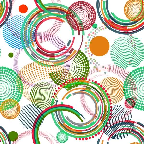 Nahtloser geometrischer Vektorhintergrund. abstrakte kreative Kreis mehrfarbige Muster. — Stockvektor