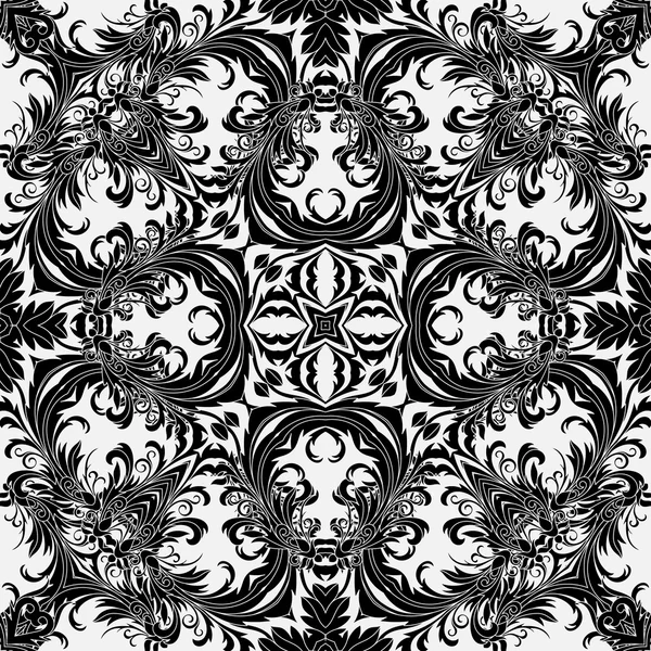 Baroque style floral wallpaper. Seamless vector pattern. Square tile. — Stock Vector