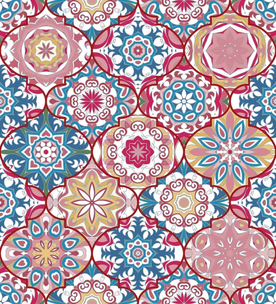 Vector étnico patrón bohemio colorido en colores brillantes — Archivo Imágenes Vectoriales